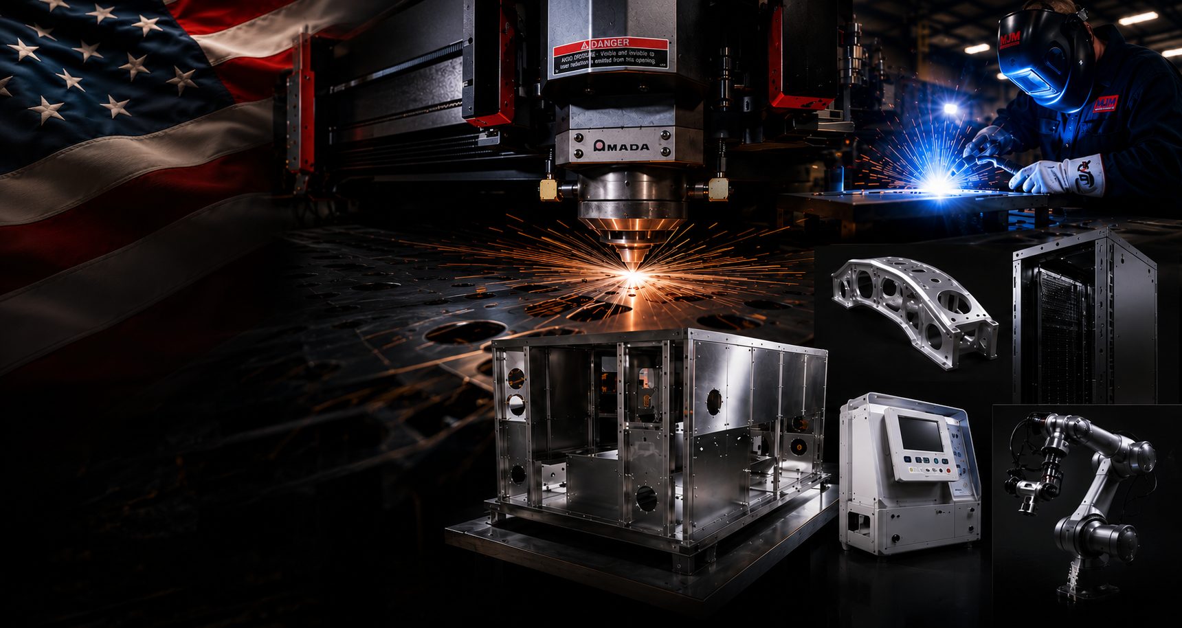 MJM Manufacturing precision sheet metal fabrication facility in Miami Gardens, FL — laser cutting, welding, machining