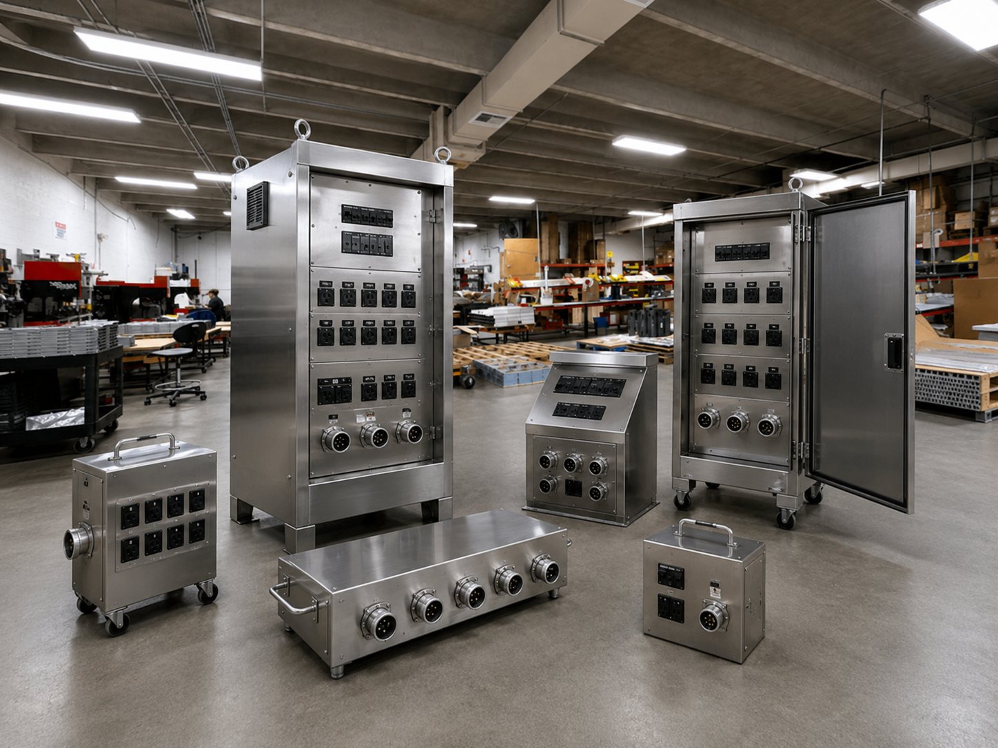 Stainless steel power distribution enclosures fabricated and assembled by MJM Manufacturing