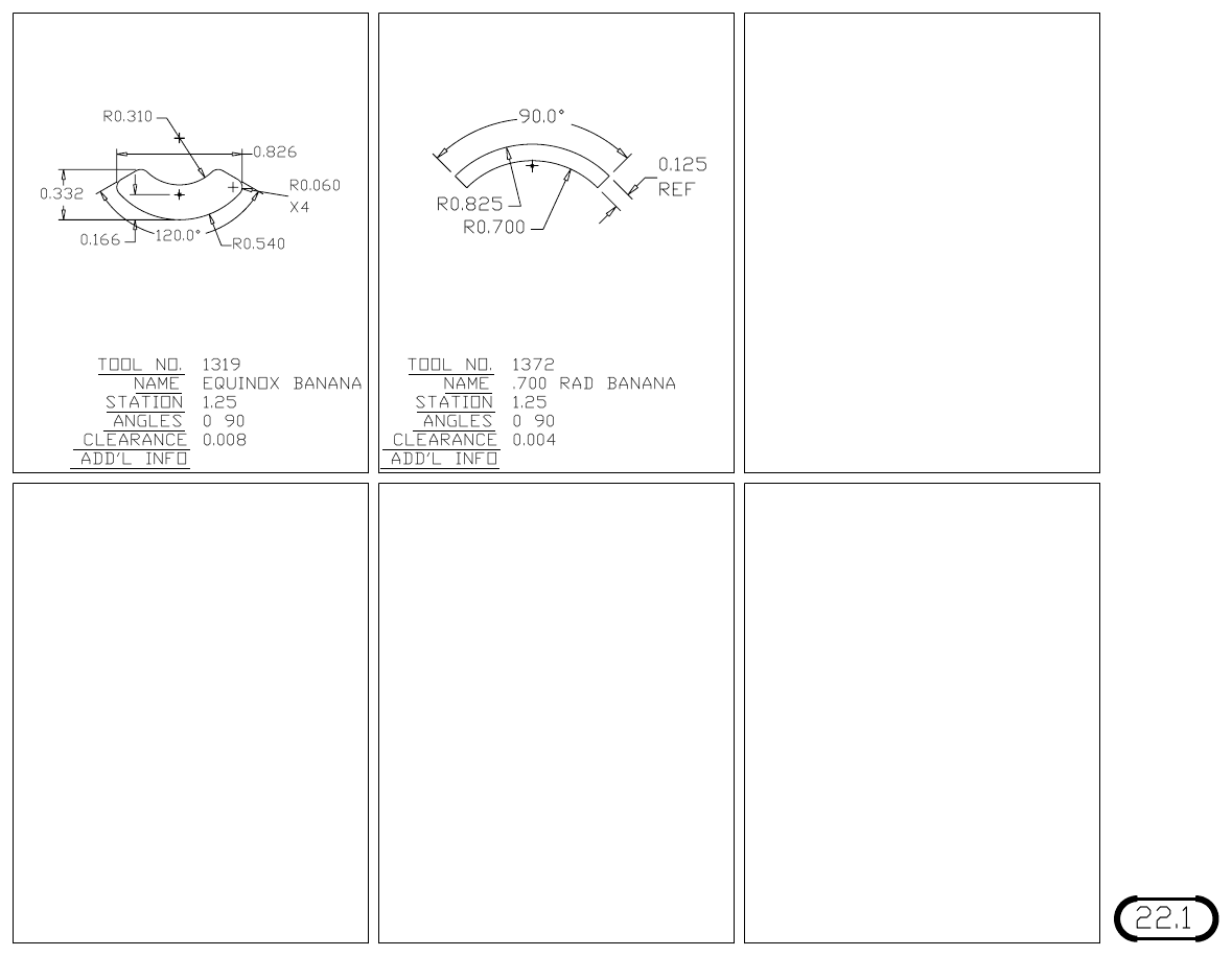 MJM Banana Punch turret punch tool drawings with dimensions, station and clearance