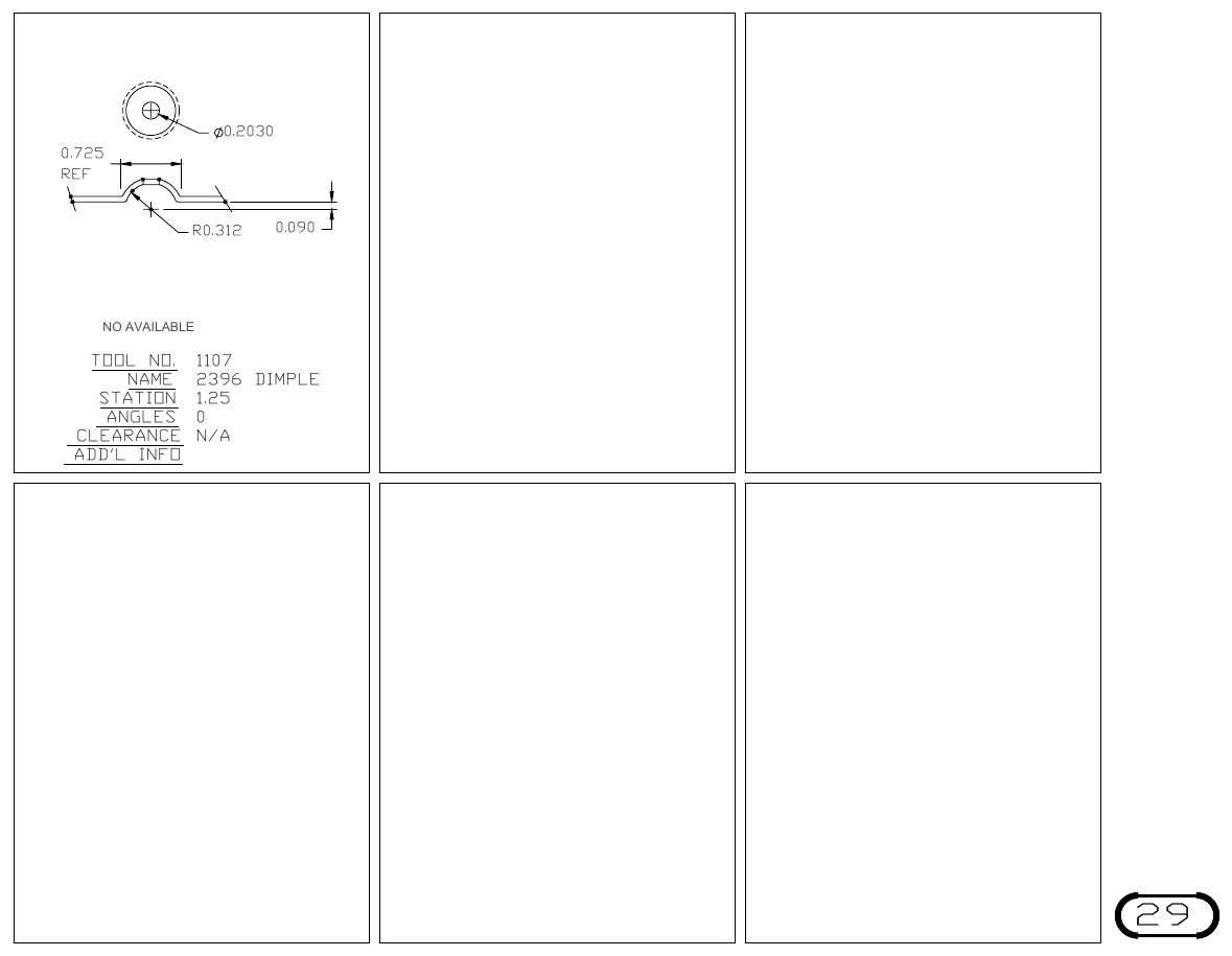 MJM Dimple turret punch tool drawings with dimensions, station and clearance